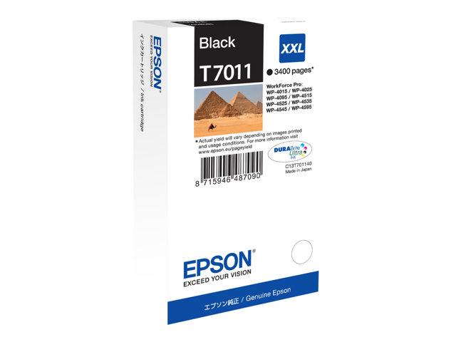 Epson T7011 - 63.2 ml - XXL size - black - original - blister - ink cartridge - for WorkForce Pro WP-4015 DN, WP-4095 DN, WP-4515 DN, WP-4525 DNF, WP-4595 DNF