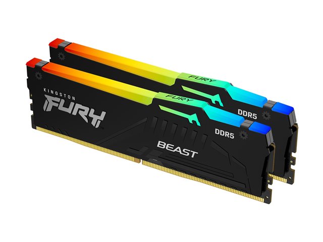Kingston FURY Beast RGB - DDR5 - kit - 32 GB: 2 x 16 GB - DIMM 288-pin - 5600 MHz / PC5-44800 - CL40 - 1.25 V - unbuffered - on-die ECC