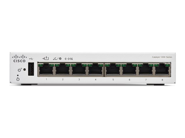 Cisco Catalyst 1200-8T-D - Switch - Gigabit Ethernet - L3 - smart - 8 x 10/100/1000 - desktop - PoE (67 W)