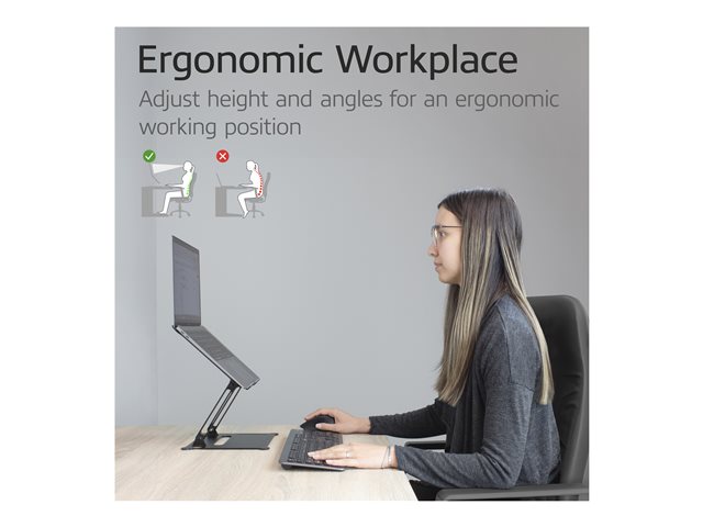 Foldable laptop stand alu stepless heigh