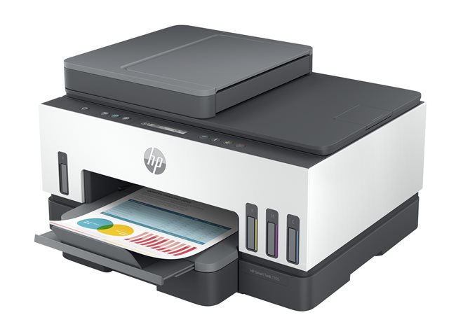 HP Smart Tank 7305 All-in-One - Multifunction printer - colour - ink-jet - refillable - Letter A (216 x 279 mm)/A4 (210 x 297 mm) (original) - A4/Legal (media) - up to 13 ppm (copying) - up to 15 ppm (printing) - 250 sheets - USB 2.0, LAN, Wi-Fi(n),