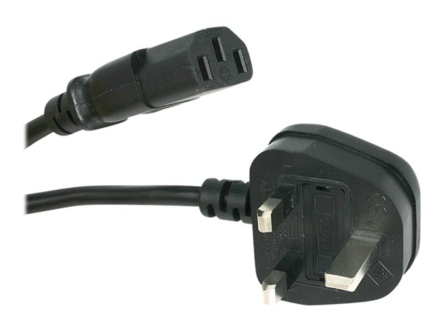 StarTech.com 3ft (1m) UK Computer Power Cable, BS 1363 to C13 Power Cord, 18AWG, 10A 250V, Black Replacement AC Power Cord, Monitor Power Cable, BS 1363 to IEC 60320 C13 Kettle Lead - PC Power Supply Cable (BS13U-1M-POWER-LEAD) - Power cable - BS 1363 (P) to power IEC 60320 C13 - AC 250 V - 10 A - 1 m - molded - black