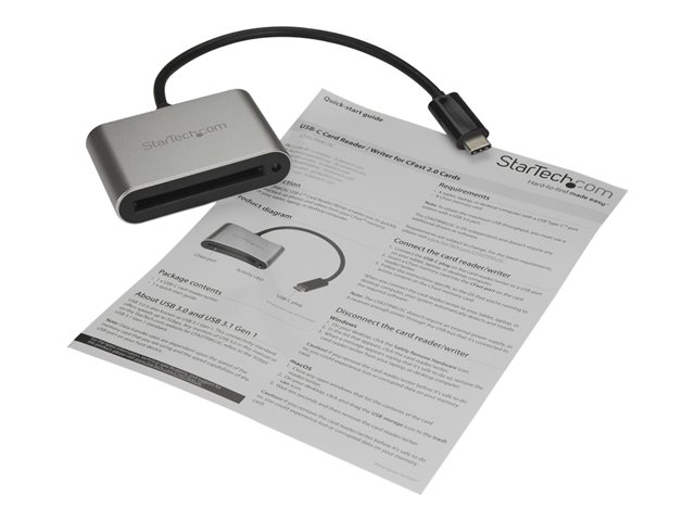 StarTech.com CFast Card Reader - USB C - Memory Card Reader - Card to USB-C - Portable CFast 2.0 Reader / Writer (CFASTRWU3C) - Card reader (CF II) - USB-C 3.0