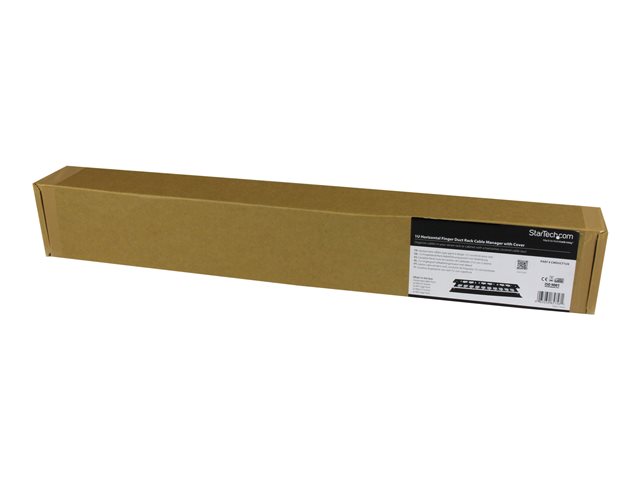StarTech.com 1U Horizontal Finger Duct Rack Cable Management Panel with Cover - Server Rack Cable Duct - Rack Cable Organizer / Manager (CMDUCT1UX) - Rack cable management panel - 1U - 19\" - for P/N: RACK-18U-20-WALL-OA, RACK-21U-20-WALL-OA, RACK-24U