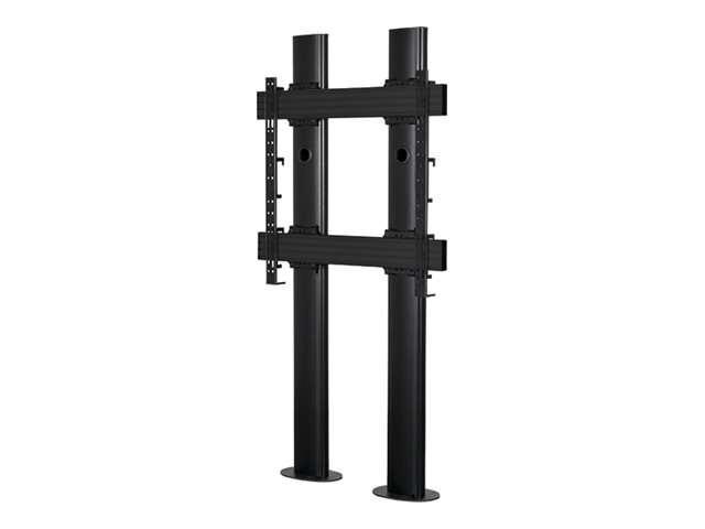 B-TECH Mode-AL BT8708 - Stand - bolt-down, twin column - for flat panel - premium - steel - black - screen size: 65\"-100\" - mounting interface: up to 972 x 800 mm - floor mountable