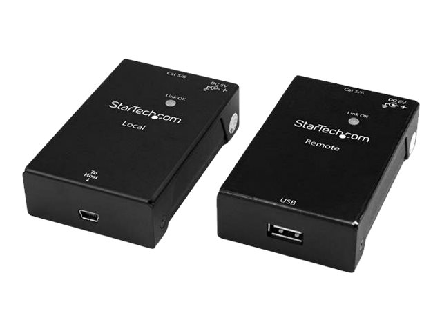 StarTech.com USB 2.0 Extender over Cat5e/Cat6 Cable (RJ45), Up to 165ft (50m), High Speed USB Port Extender Adapter Kit, Powered, USB over Ethernet Cable Extender, 480Mbps, Metal Housing - Power/Link/Activity LEDs (USB2001EXTV) - USB extender - USB 2.0 - over CAT 5e/6 - up to 50 m - for P/N: SVA5N3NEUA