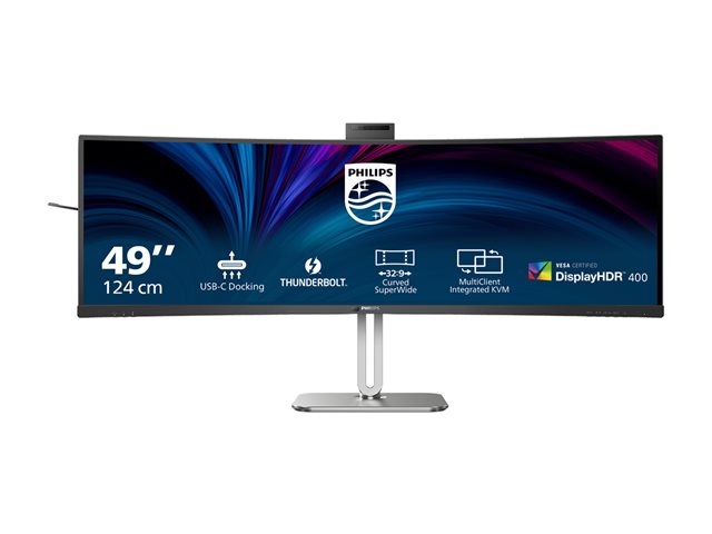 Philips 49B2U6903CH - 6000 Series - LED monitor - curved - 49\" (48.8\" viewable) - 5120 x 1440 SuperWide @ 100 Hz - VA - 500 cd/m² - 3000:1 - DisplayHDR 400 - 4 ms - Thunderbolt 4, 2xHDMI, DisplayPort - speakers - silver