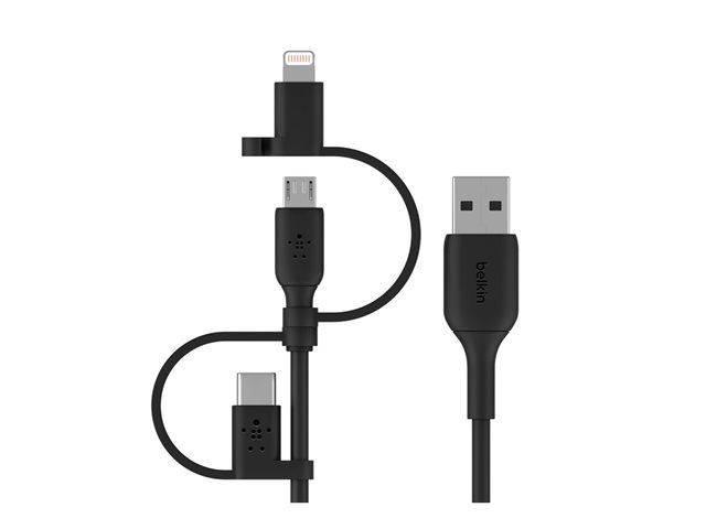 Belkin BoostCharge Universal - USB cable - USB male to Micro-USB Type B, Lightning, 24 pin USB-C male - 1 m