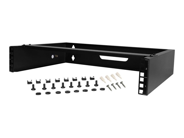 StarTech.com 2U Wall Mount Rack, 19\" Wall Mount Network Rack, 14 inch Deep (Low Profile), Wall Mounting Patch Panel Bracket for Network Switches, IT Equipment, 77lb (35kg) Capacity - Network Equipment Rack (RACK-2U-14-BRACKET) - Network device mounting bracket - wall mountable - black - 2U - 19\"