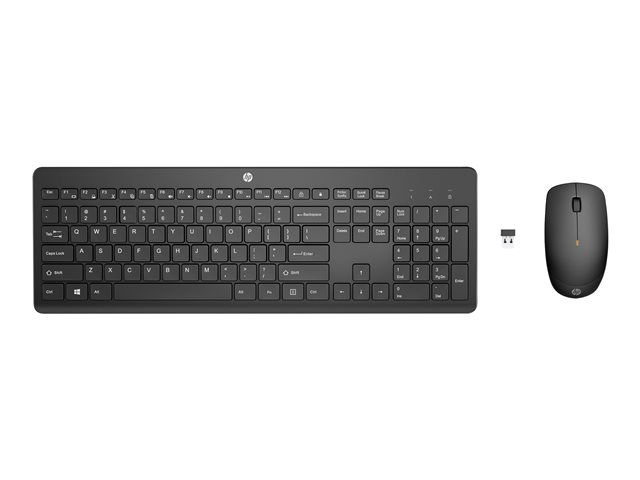 HP 235 - Keyboard and mouse set - 3-zone layout, low profile key travel - full size - wireless - 2.4 GHz - QWERTY - English - black - Smart Buy