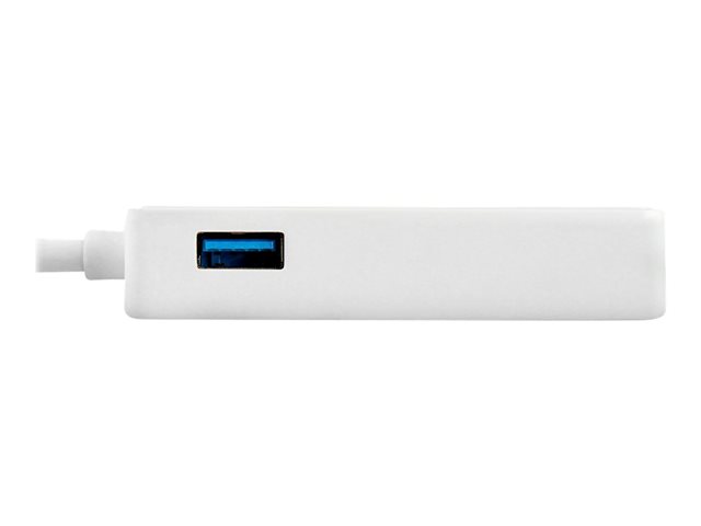 StarTech.com USB 3.0 to Gigabit Ethernet Adapter NIC w/ USB Port (White) - USB 3.0 NIC - 10/100/1000 Mbps USB 3.0 LAN Adapter (USB31000SPTW) - Network adapter - USB 3.0 - Gigabit Ethernet - white