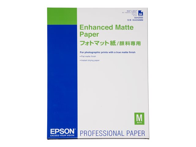 Epson Enhanced Matte - Matte - 260 micron - A2 (420 x 594 mm) - 192 g/m² - 50 sheet(s) paper - for SureColor P5000, SC-P7500, P900, P9500, T2100, T3100, T3400, T3405, T5100, T5400, T5405