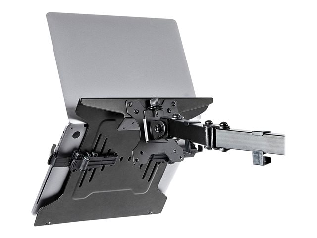 StarTech.com VESA Laptop Tray, Adjustable Monitor Arm Laptop Tray Secures Notebooks up to 4.5kg (9.9lb), 75x75 & 100x100 VESA Holes, Ventilated, Compatible w/ Monitor Desk Mounts & Stands - Vertical Laptop Holder (LAPTOP-ARM-TRAY) - Mounting component (notebook tray, 2 x notebook arms, 2 x notebook arm clips) - for notebook - steel, plastic - black