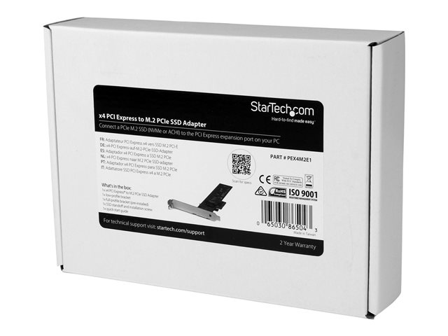 StarTech.com M2 PCIe SSD Adapter - x4 PCIe 3.0 NVMe / AHCI / NGFF / M-Key - Low Profile and Full Profile - SSD PCIe M.2 Adapter (PEX4M2E1) - Interface adapter - M.2 - Expansion Slot to M.2 - M.2 Card - PCIe x4 - red - for P/N: BNDTB10GI, BNDTB210GSFP, BNDTB310GNDP, BNDTB410GSFP, BNDTB4M2E1, BNDTBUSB3142