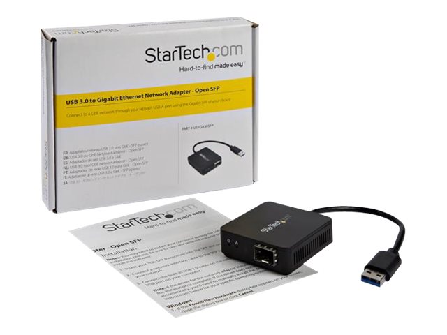 StarTech.com USB 3.0 to Fiber Optic Converter, Compact USB to Open SFP Adapter, USB to Gigabit Network Adapter, USB 3.0 Fiber Adapter Multi Mode(MMF)/Single Mode Fiber (SMF) Compatible - USB Ethernet adapter (US1GA30SFP) - Network adapter - USB 3.0 - 1000Base-LX/1000Base-SX x 1 - black