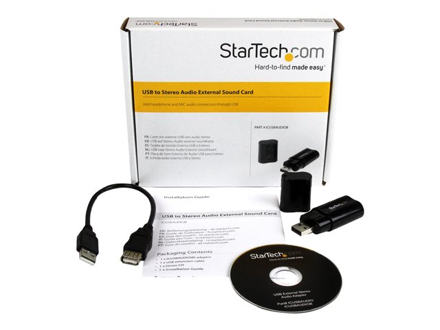 StarTech.com USB Sound Card - 3.5mm Audio Adapter - External Sound Card - Black - External Sound Card (ICUSBAUDIOB) - Sound card - stereo - USB 2.0 - for P/N: MU15MMS, MU6MMS, TB33A1C