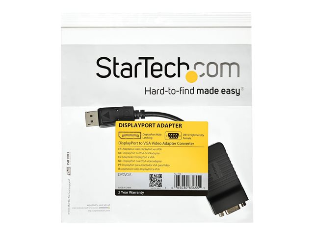 StarTech.com DisplayPort to VGA Adapter - 1920x1200 - Active DP to VGA Video Converter - Plug and Play DP to VGA Connector (DP2VGA) - Display adapter - DisplayPort (M) to HD-15 (VGA) (F) - 25 cm - latched - for P/N: DK30C2DAGPD, MST14DP123DP, TB32DP14, TB32DP2T, TB3DK2DPM2, TB3DOCK2DPPD, TB3DOCK2DPPU