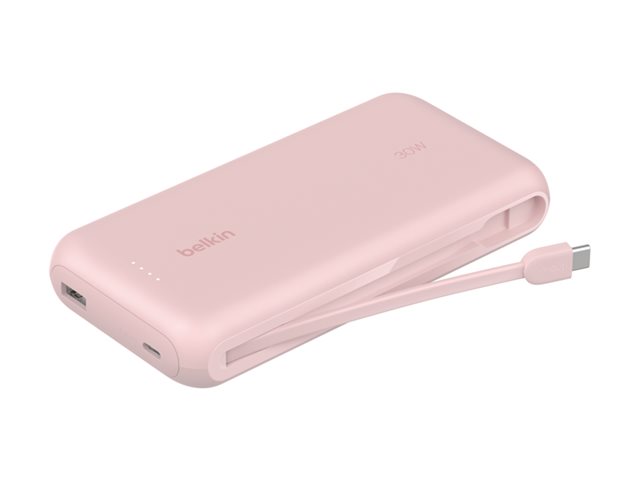 20k PD30w Integrated USB-C Cable Power Bank, Pink