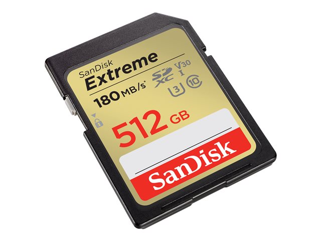 SanDisk Extreme - Flash memory card - 512 GB - Video Class V30 / UHS-I U3 / Class10 - SDXC UHS-I
