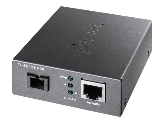 TP-Link TL-FC111B-20 - Fibre media converter - 100Mb LAN - 10Base-T, 100Base-TX, WDM - SC/UPC single-mode / RJ-45 - up to 20 km - 1550 (RX) / 1310 (TX) nm - for JetStream TL-SG3452XP V1