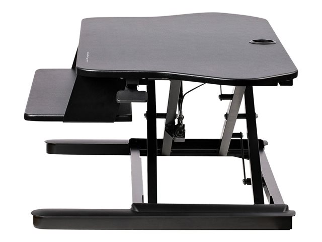 StarTech.com Corner Sit Stand Desk Converter with Keyboard Tray - Large Surface (35\" x 21\") - Height Adjustable Ergonomic Desktop/Tabletop Standing Workstation - Supports Dual Monitors - Standing desk converter - rectangular - black