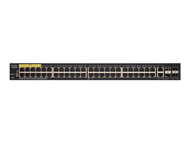 Cisco Small Business SF350-48P - Switch - L3 - Managed - 48 x 10/100 (PoE+) + 2 x 10/100/1000 + 2 x combo Gigabit SFP - rack-mountable - PoE+ (382 W)