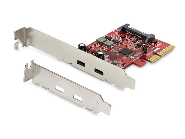 StarTech.com PCIe USB 3.1 Card, 2x USB C 3.1 Gen 2 10Gbps, PCIe Gen 3 x4, ASM3142 Chipset, USB Type-C PCI Express Card, 2-Port USB 3.2 Gen 2x1 Expansion Add-On Card, Windows, macOS, Linux - Full/Low-Profile - USB adapter - PCIe 3.0 x4 low profile - USB-C 3.1 Gen 2 x 2 - for P/N: S252BU313R