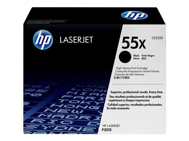 HP 55X - High Yield - black - original - LaserJet - toner cartridge (CE255X) - for LaserJet Enterprise MFP M525, P3015, LaserJet Enterprise Flow MFP M525