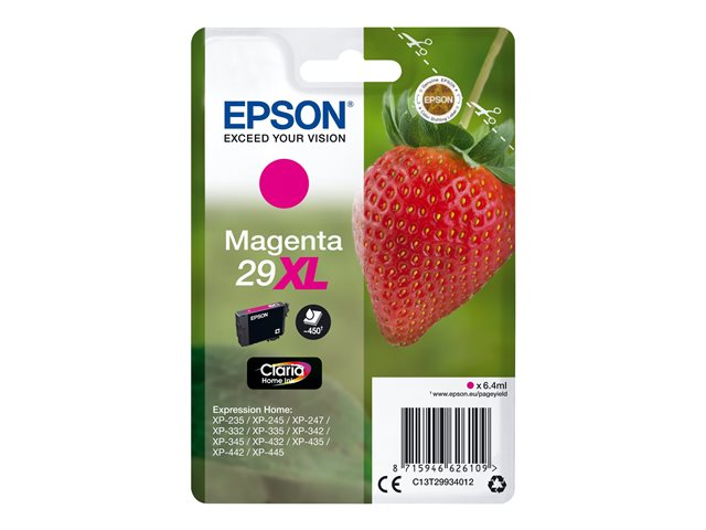 Epson 29XL - 6.4 ml - XL - magenta - original - blister - ink cartridge - for Expression Home XP-245, 247, 255, 257, 332, 342, 345, 352, 355, 435, 442, 445, 452, 455