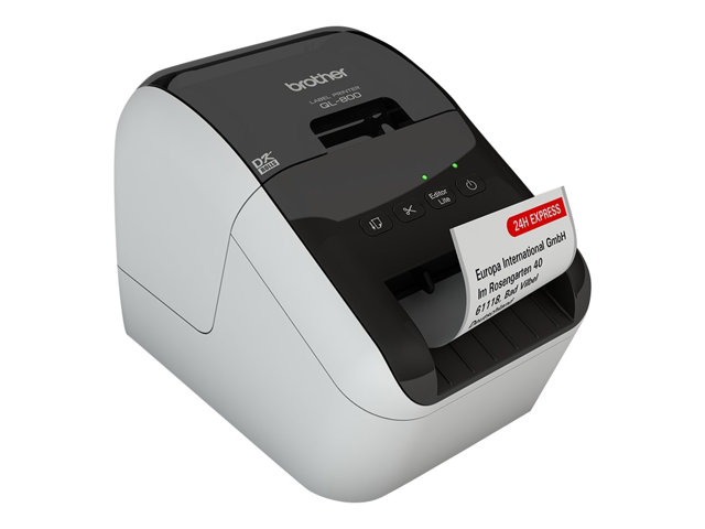 Brother QL-800 - Label printer - two-colour (monochrome) - direct thermal - Roll (6.2 cm) - 300 x 600 dpi - up to 93 labels/min - USB 2.0 - cutter - black, white