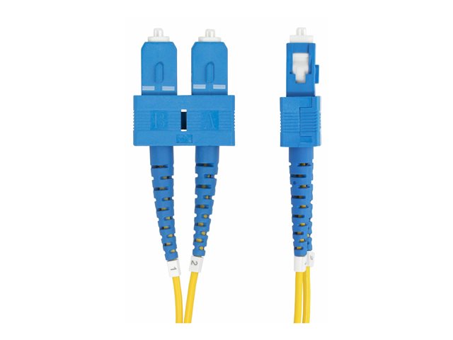 StarTech.com 5m (16.4ft) SC to SC (UPC) OS2 Single Mode Duplex Fiber Optic Cable, 9/125µm, Laser Optimized, 40G/100G Zipcord, Bend Insensitive, Low Insertion Loss - LSZH Fiber Patch Cord (SMDOS2SCSC5M) - Patch cable - SC/UPC single-mode (M) to SC/UPC