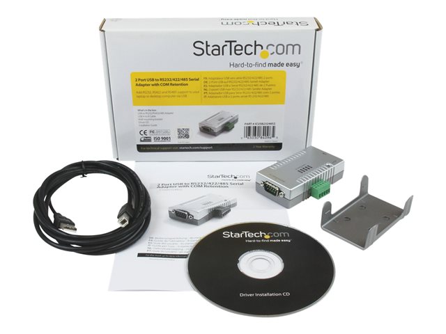 StarTech.com USB to Serial Adapter - 2 Port - RS232 RS422 RS485 - COM Port Retention - FTDI USB to Serial Adapter - USB Serial (ICUSB2324852) - Serial adapter - USB 2.0 - RS-232, RS-422, RS-485 - 2 ports - grey