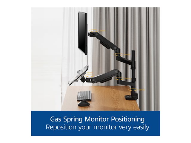 ACT - Mounting kit (monitor arm) - for LCD display / notebook - aluminium, plastic, steel - black - screen size: 17\"-49\" (monitor) / up to 17.3\" (notebook)