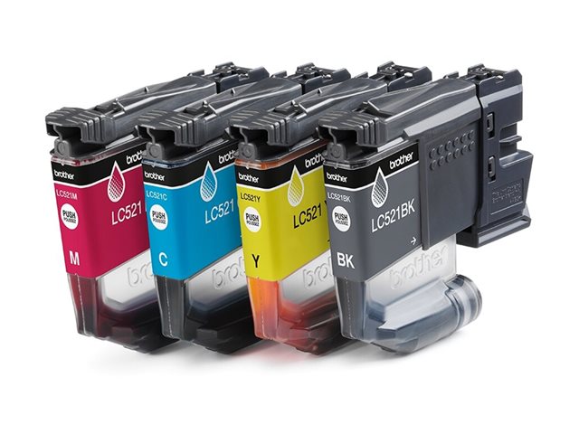 Brother LC521 Value Pack - 4-pack - black, yellow, cyan, magenta - original - hanging box - ink cartridge - for Brother DCP-J1260W, DCP-J1310DW