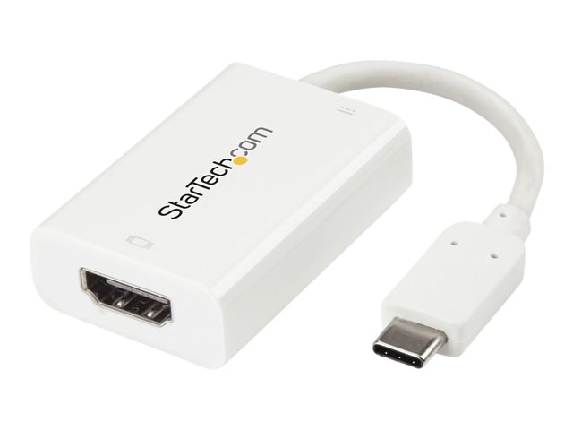 StarTech.com USB C to HDMI 2.0 Adapter with Power Delivery, 4K 60Hz USB Type-C to HDMI Display/Monitor Video Converter, 60W PD Pass-Through Charging Port, Thunderbolt 3 Compatible, White - USB-C Display Adapter (CDP2HDUCPW) - External video adapter - USB-C - HDMI - white