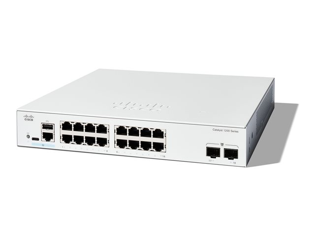 Cisco Catalyst 1200-16T-2G - Switch - L3 - smart - 16 x 10/100/1000 + 2 x Gigabit Ethernet SFP - rack-mountable