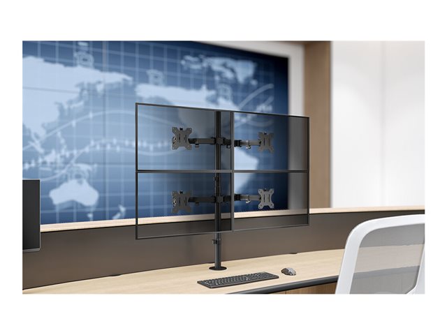 Neomounts FPMA-D550D4 - Mounting kit (grommet mount, desk clamp mount, pole, 4 VESA adapters, 4 arms) - full-motion - for 4 flat panels - black - screen size: 13\"-32\"