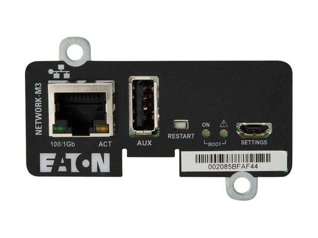 Eaton Cybersecure Gigabit NETWORK-M3 Card for UPS and PDU - Remote management adapter - Gigabit Ethernet x 1 - for P/N: 9PX1500GRT-L, 9PX1500RT-L, 9PX2000RT-L, 9PX2200GRT-L, 9PX3000GRT-L, 9PX3000RT-L