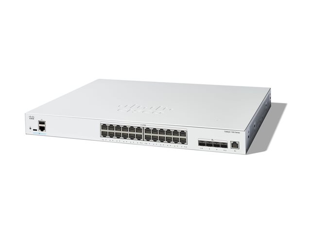 Cisco Catalyst 1300-24XT - Switch - L3 - smart - 24 x 10 Gigabit Ethernet + 4 x combo 10 Gigabit SFP+/RJ-45 - rack-mountable
