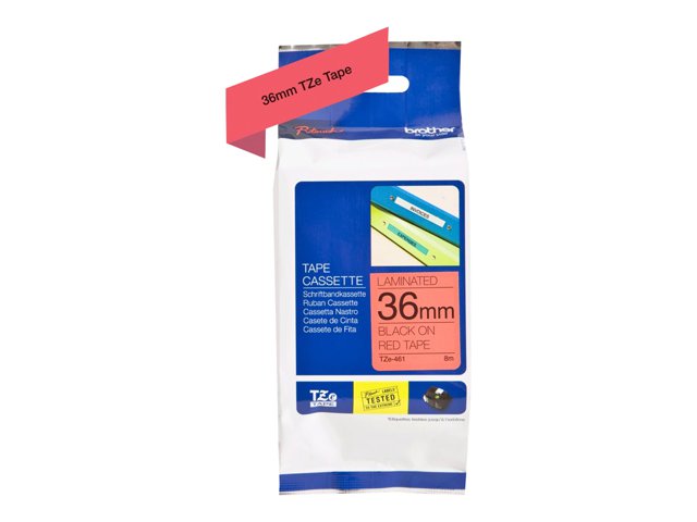 Brother TZe-461 - Black on red - Roll (3.6 cm x 8 m) 1 cassette(s) laminated tape - for Brother PT-H110, P-Touch PT-3600, 9700, D800, H110, P900, P950, P-Touch Cube XP PT-910