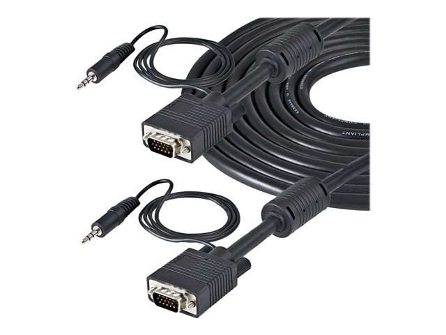 StarTech.com 5m Coax High Resolution Monitor VGA Video Cable with Audio - VGA cable - HD-15 (VGA), mini-phone stereo 3.5 mm (M) to HD-15 (VGA), mini-phone stereo 3.5 mm (M) - 5 m - molded, thumbscrews - black