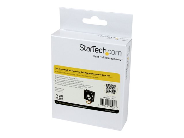 StarTech.com 90x25mm High Air Flow Dual Ball Bearing Computer Case Fan w/ TX3 (FAN9X25TX3H) - System fan kit - 92 mm