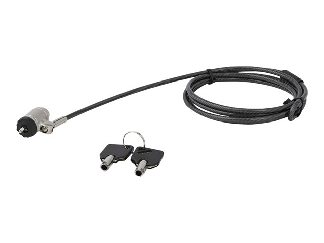 StarTech.com 6ft (2m) Laptop Cable Lock with Keys, Keyed Security Cable Lock for Compatible K-Slot Laptops, Desktops, Computers & Other Devices, Anti-Theft Vinyl Coated Steel Cable Lock - 6 ft Keyed Cable Lock (LTLOCKKEY) - Security cable lock - black, silver - 2 m