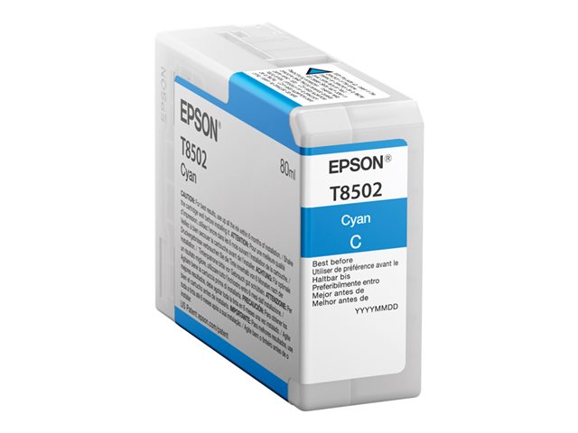 Epson T850200 - 80 ml - high capacity - cyan - original - ink cartridge - for SureColor P800, P800 Designer Edition, SC-P800