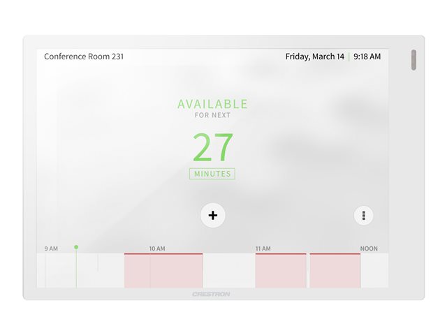 Crestron 7 in. Room Scheduling Touch Screen, White Smooth, includes one TSW-770-LB-W-S light bar