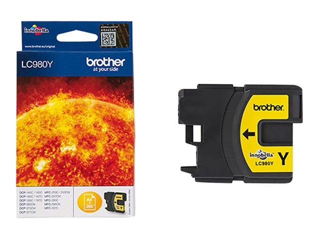 Brother LC980Y - Yellow - original - ink cartridge - for Brother DCP-145, 163, 167, 193, 195, 197, 365, 373, 375, 377, MFC-250, 255, 290, 295, 297