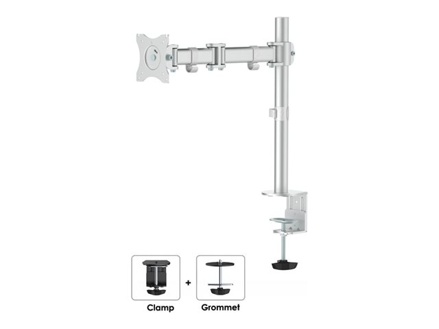 Neomounts NM-D135 - Mounting kit - full-motion - for LCD display - silver - screen size: 10\"-30\" - clamp mountable, grommet, desk-mountable