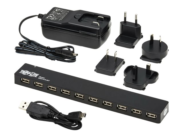 10-Port USB Hub with Power Supply and In