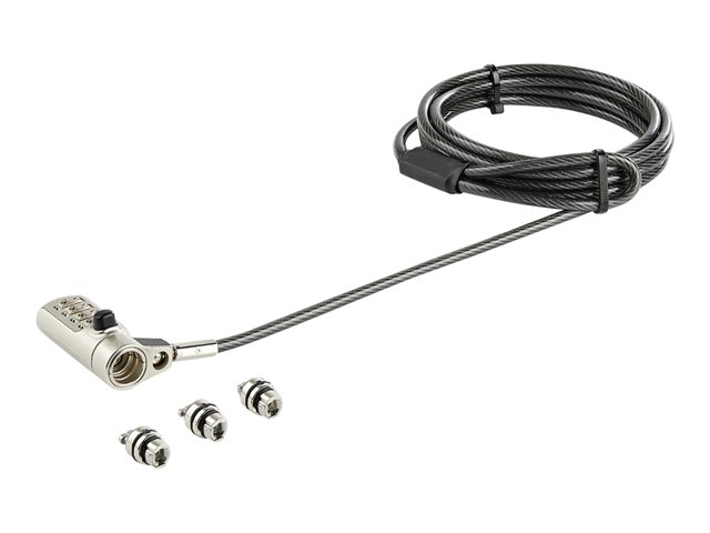 StarTech.com 6.5' (2m) 3-in-1 Universal Laptop Cable Lock, 4-Digit Combination Laptop/Desktop Security Cable Lock Compatible w/ K-Slot, Nano & Wedge Slot Computer, Anti-Theft Steel Cable - Universal Laptop Lock - Security cable lock - 2 m