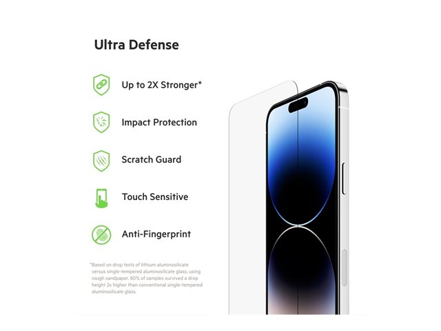Belkin ScreenForce UltraGlass - Screen protector for mobile phone - glass - for Apple iPhone 14 Pro Max